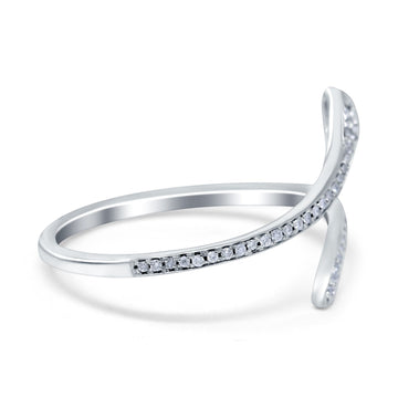 Petite Dainty Snake Ring Band Round Simulated Cubic Zirconia 925 Sterling Silver (3mm)